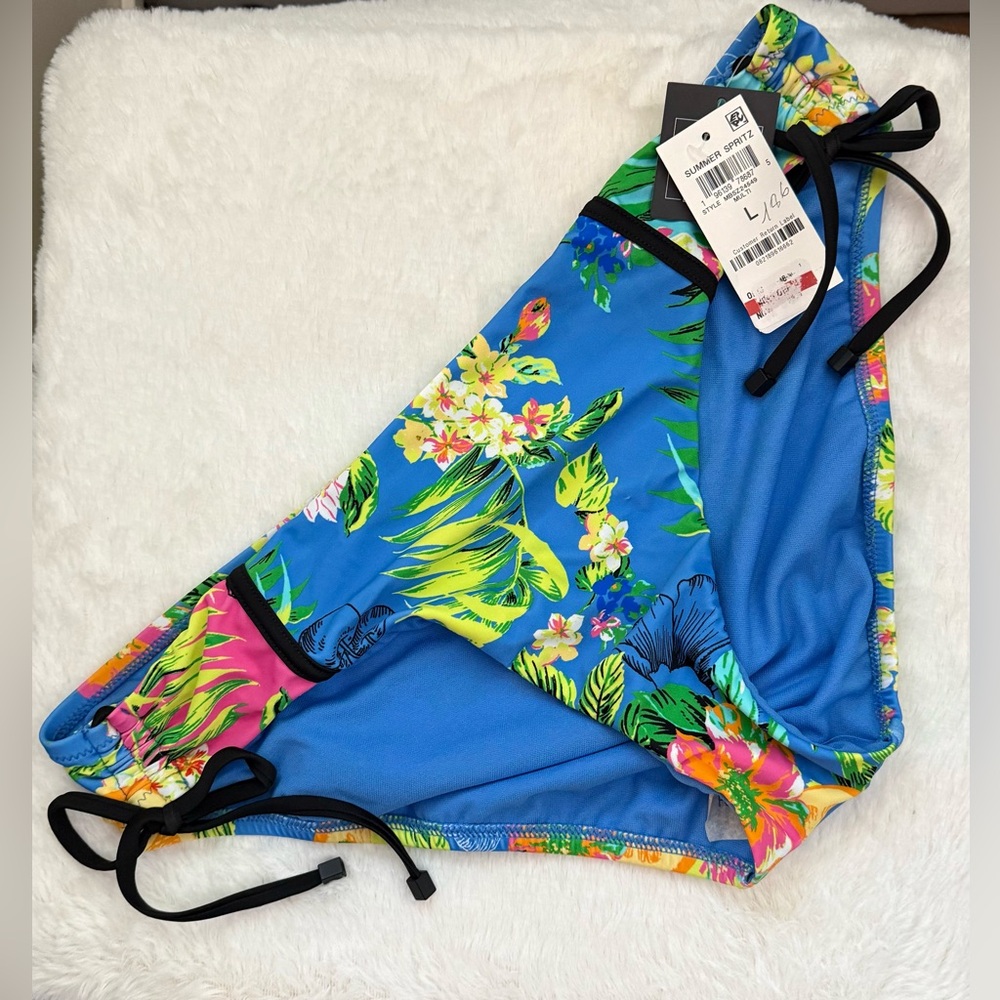 Bar III Plunge Tankini Tropical Print Size L Bottoms and Medium Top - Picture 4 of 5